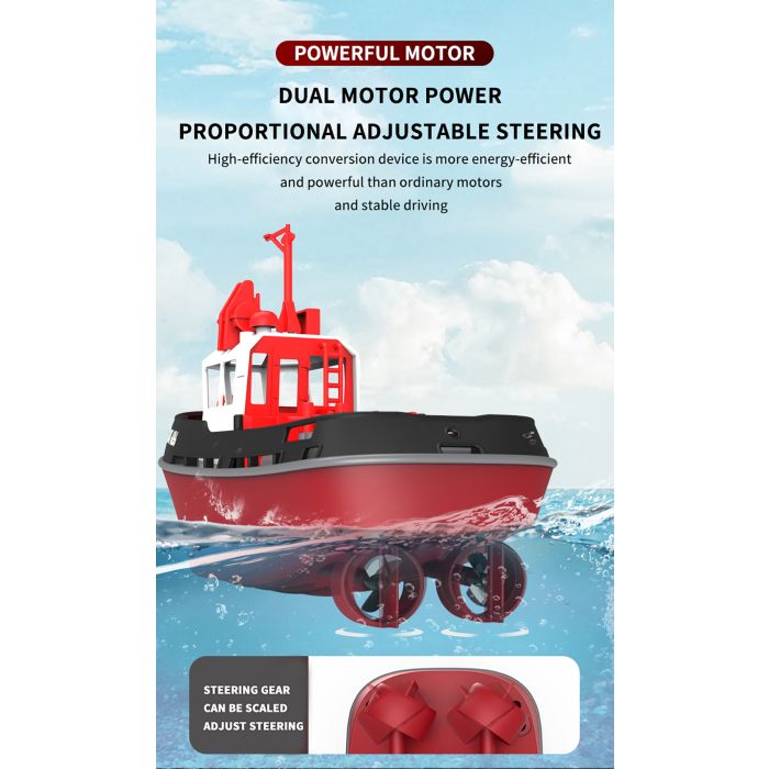 Heng Long 1/72 RTR RC Detailed Scale Tug Boat (280mm) w/ Lights - Green