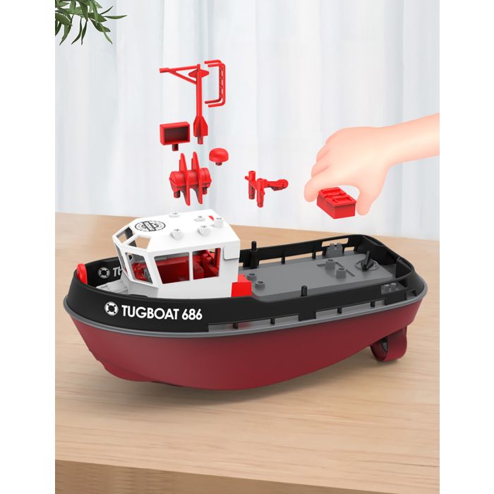 Heng Long 1/72 RTR RC Detailed Scale Tug Boat (280mm) w/ Lights - Black