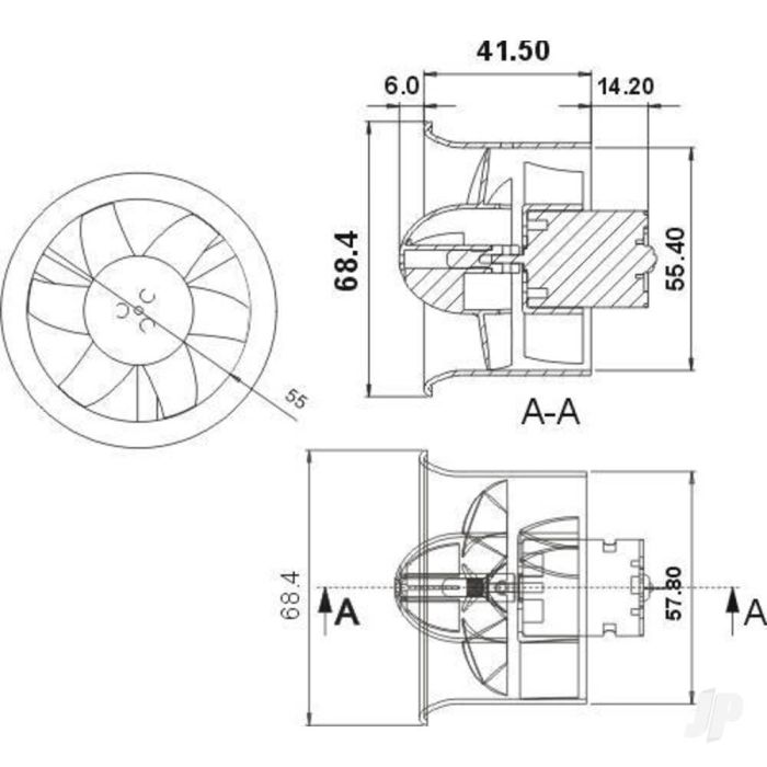 GWS EDF55 55mm Electric Ducted Fan & Motor Unit