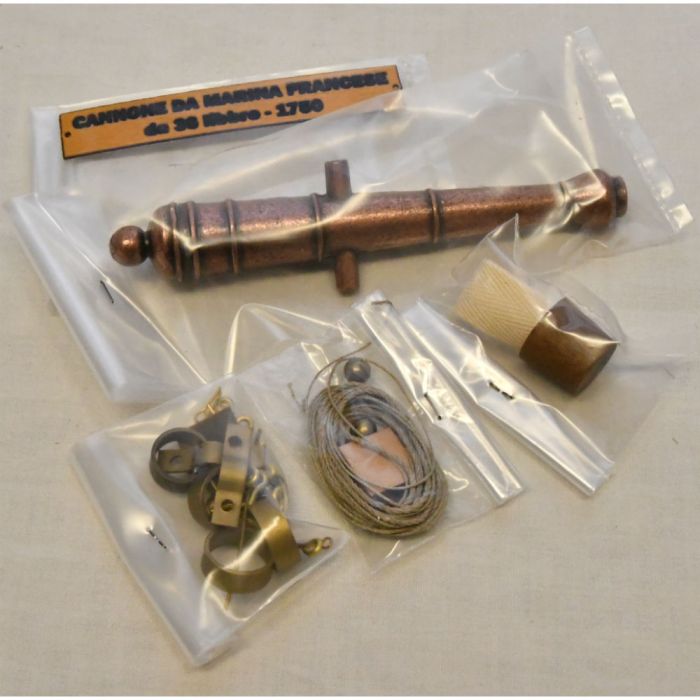 French 36lb Naval Gun c1750 Mantua Wood Construction Kit 1:17 Scale, Base 215x215mm