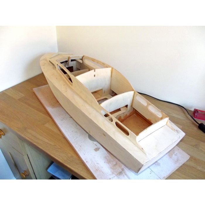 Sea Commander 34in Radio Control Cabin Cruiser Wood Kit with Fittings Set