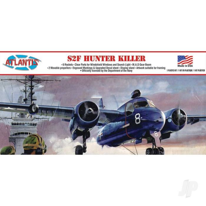 Atlantis Models 1:54 US Navy Grumman S2F-1 Sub Hunter-Killer Plastic Plane Kit