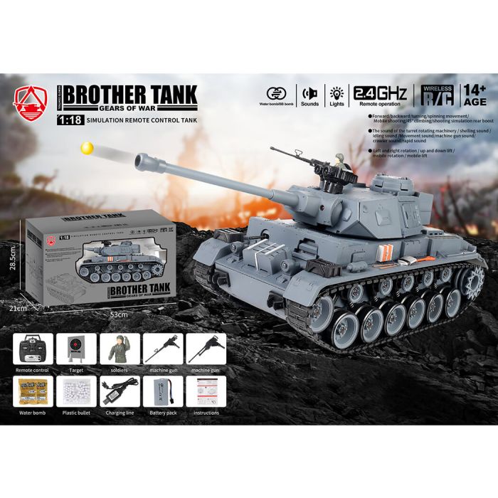 Brother RC Tank 1:18 WW2 German Panther III w/ Lights, Sound & Shoots!