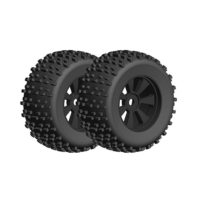 Corally Offroad 1/8 Monster Truck Tires Gripper Glued On Black Rims