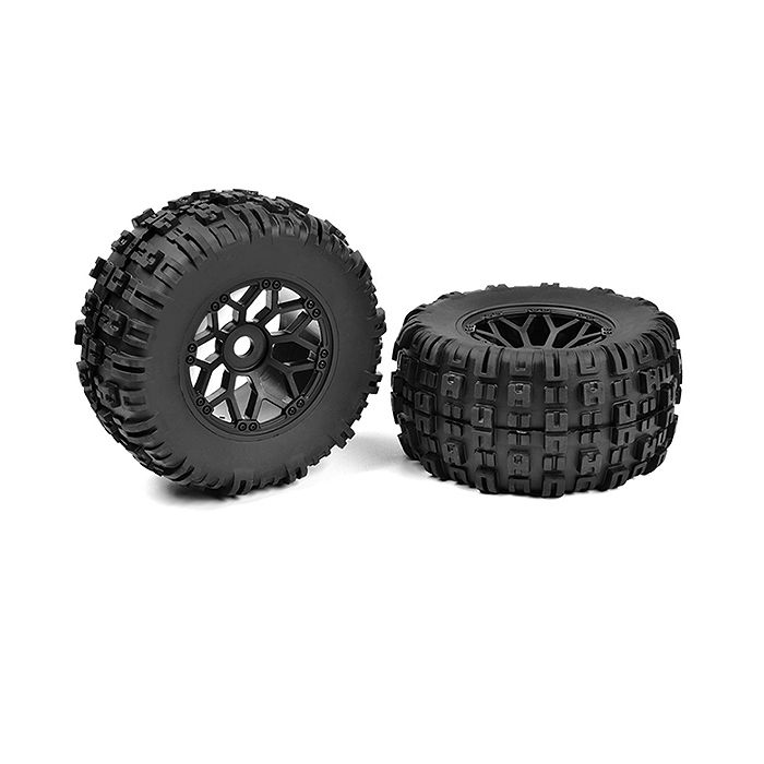 Corally Off-Road 1/8 Mt Tires Mud Claws Glued On Black Rims
