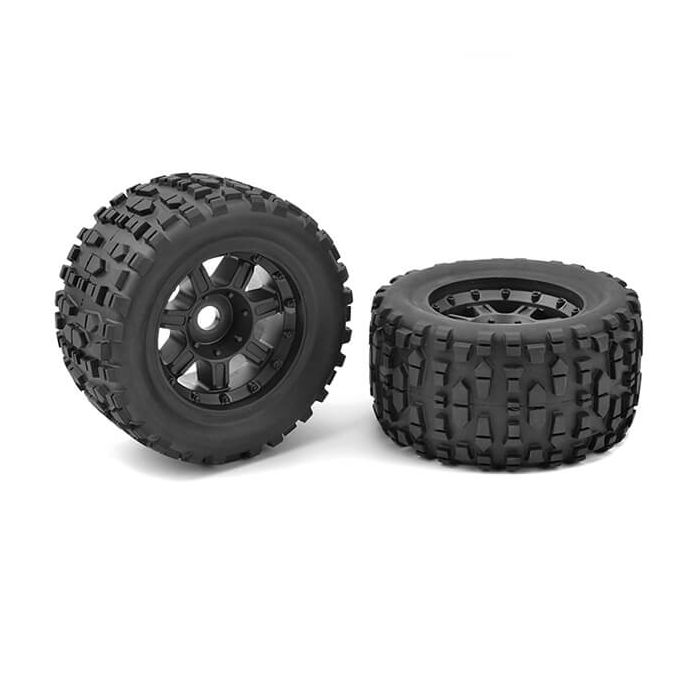 Corally Monster Truck Tires Xl 4s Grabber Glued On Black Rims