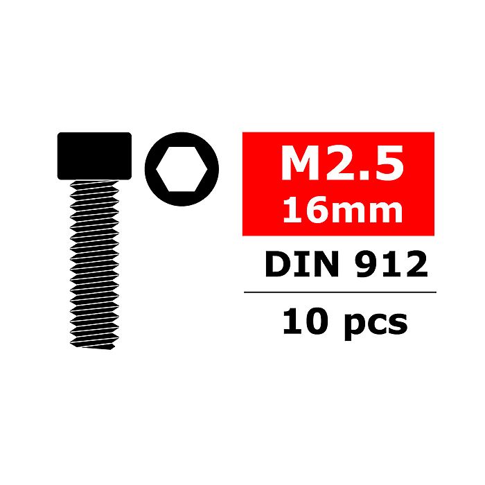 Team Corally Steel Screws M2. 5 X 16mm Hex Socket Head 10