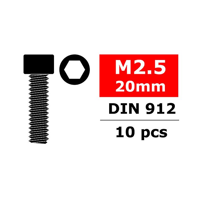 Team Corally Steel Screws M2. 5 X 20mm Hex Socket Head 10