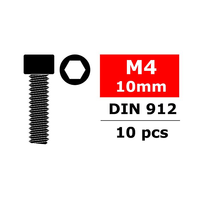 Team Corally Steel Screws M4 X 10mm Hex Socket Head 10 Pc