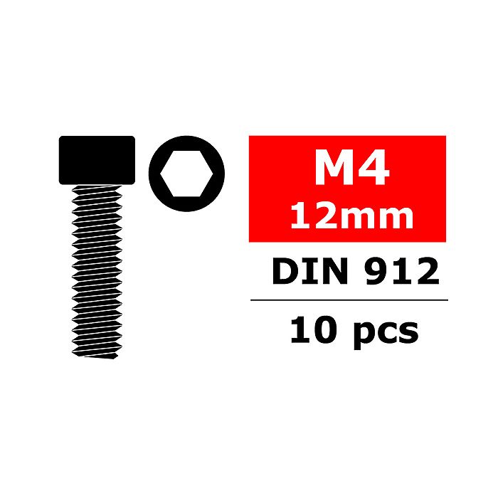 Team Corally Steel Screws M4 X 12mm Hex Socket Head 10 Pc