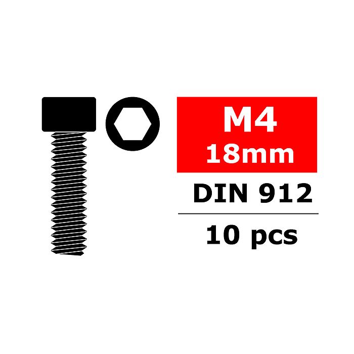 Team Corally Steel Screws M4 X 18mm Hex Socket Head 10 Pc