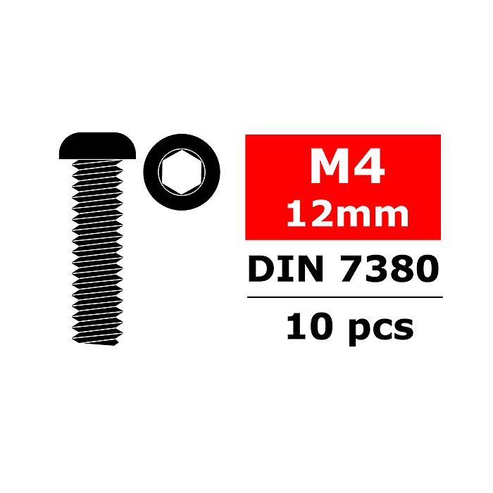 Team Corally Steel Screws M4 X 12mm Hex Button Head 10 Pc