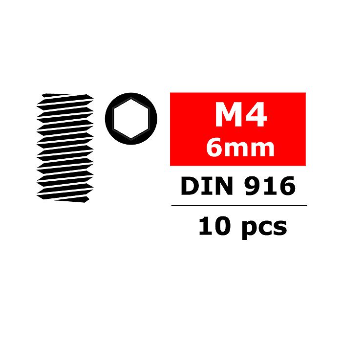 Corally Steel Set Screws M4 X 6mm Hex 10 Pcs