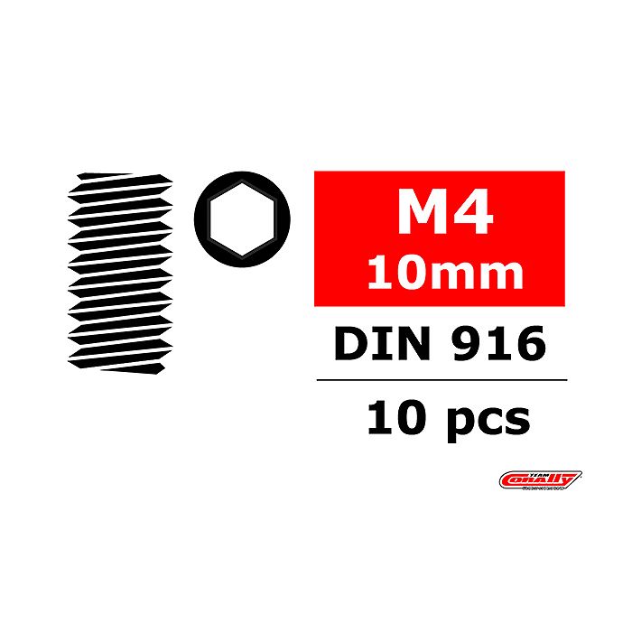 Team Corally Steel Set Screws M4 X 10mm Hex 10 Pcs