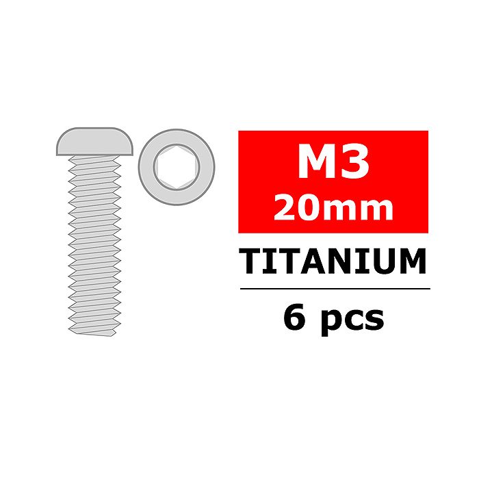 Team Corally Titanium Screws M3 X 20mm Hex Button Head 6
