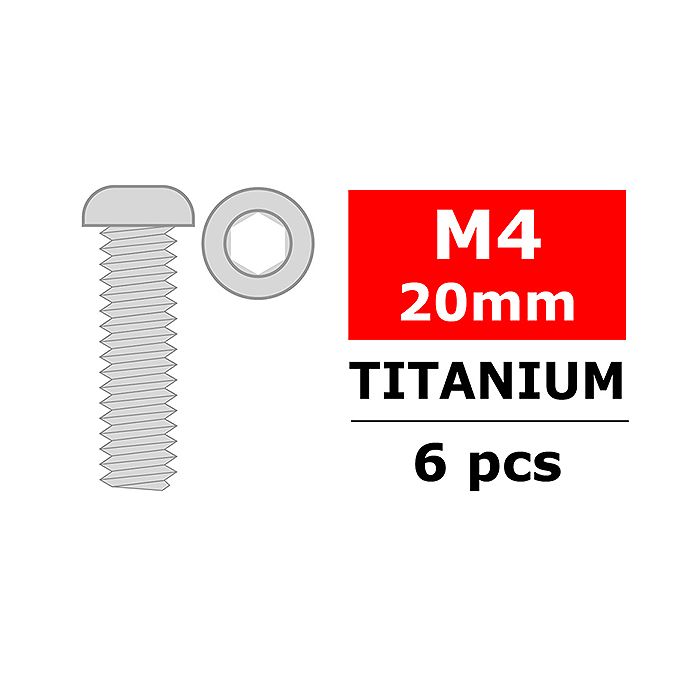 Team Corally Titanium Screws M4 X 20mm Hex Button Head 6