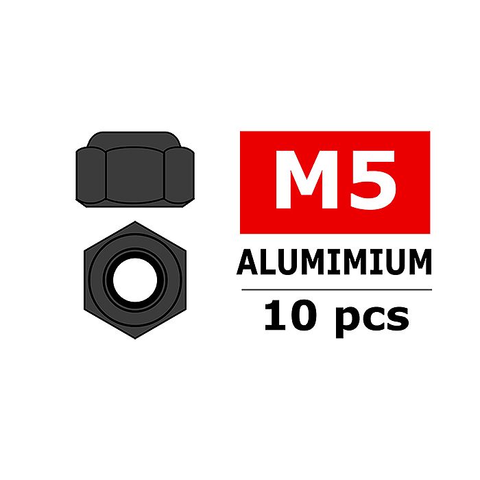 Team Corally Aluminium Nylstop Nut M5 Gun Metal 10 Pcs