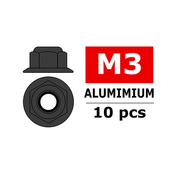Team Corally Aluminium Nylstop Nut M3 Flanged Gun Metal