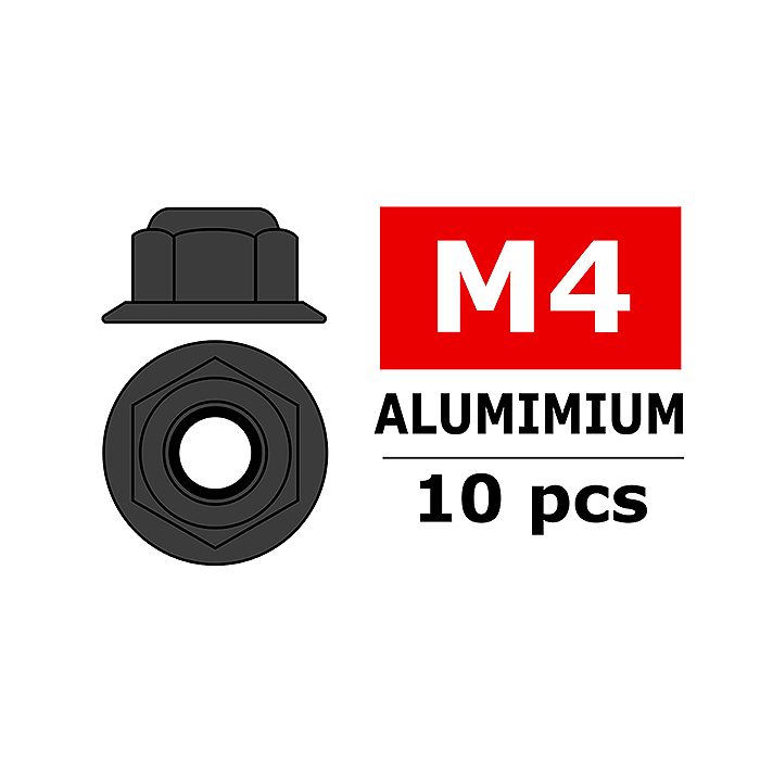 Team Corally Aluminium Nylstop Nut M4 Flanged Gun Metal