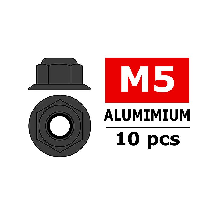 Team Corally Aluminium Nylstop Nut M5 Flanged Gun Metal