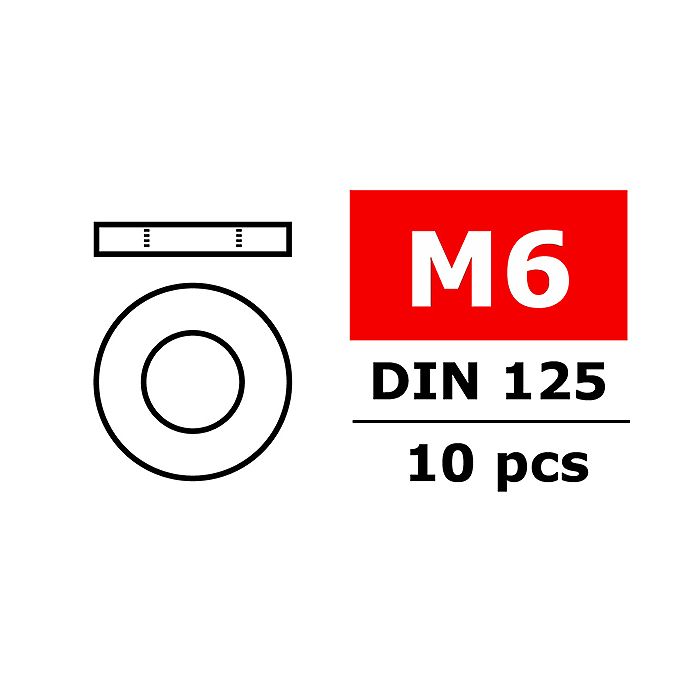 Team Corally Washer M6 Galvanized Steel 10 Pcs