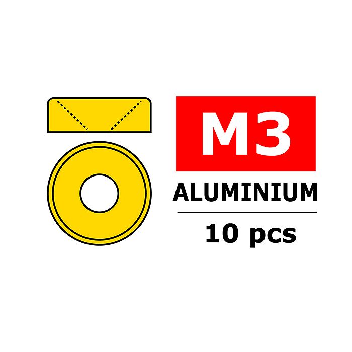 Team Corally Aluminium Washer For M3 Flat Head Screws Od=