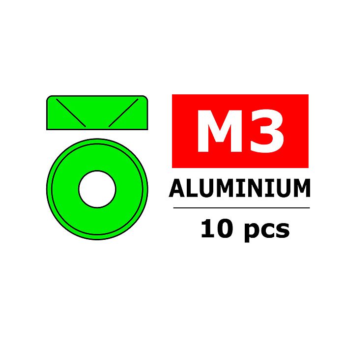 Team Corally Aluminium Washer For M3 Flat Head Screws Od=
