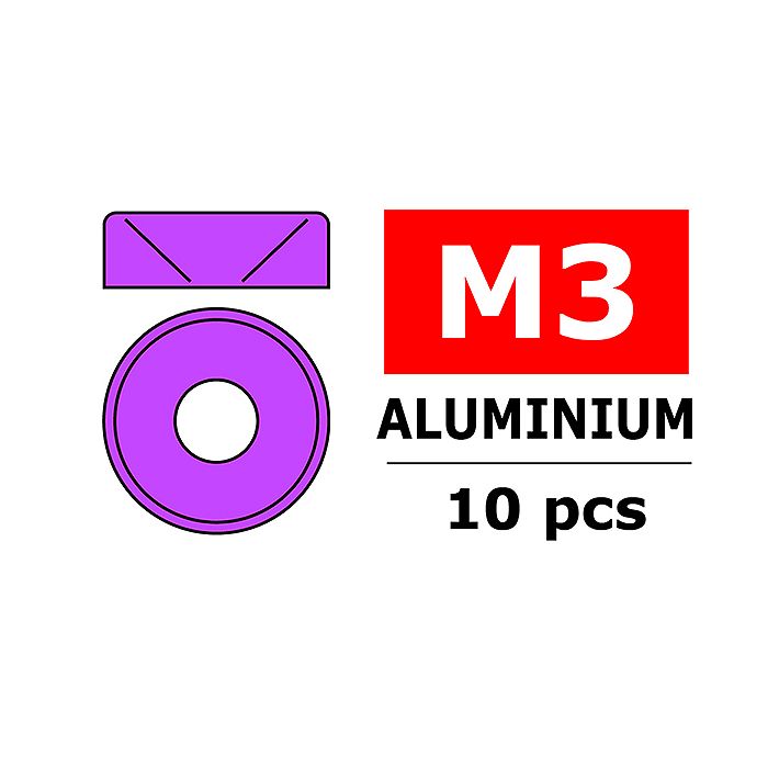 Team Corally Aluminium Washer For M3 Flat Head Screws Od=