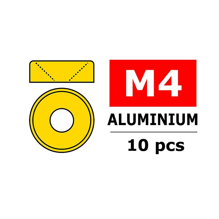 Team Corally Aluminium Washer For M4 Flat Head Screws Od=