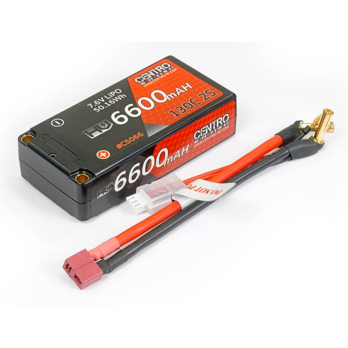 Centro HV 2S 6600mAh 7.6v 130C Hardcase Shorty LiPo Battery