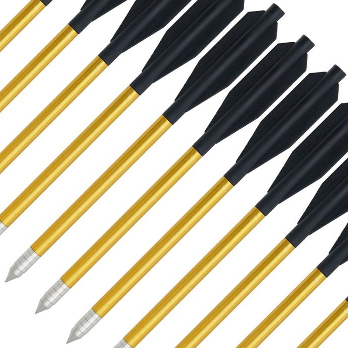 12 x 6.5" Aluminium Crossbow Pistol Bolts Sharp Steel Tip for 50/80lb Draw
