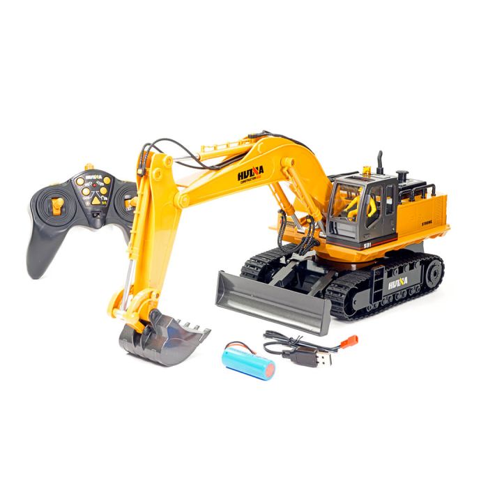 Huina 1/16 RC Excavator Digger w/Metal Bucket, Lights, Sound