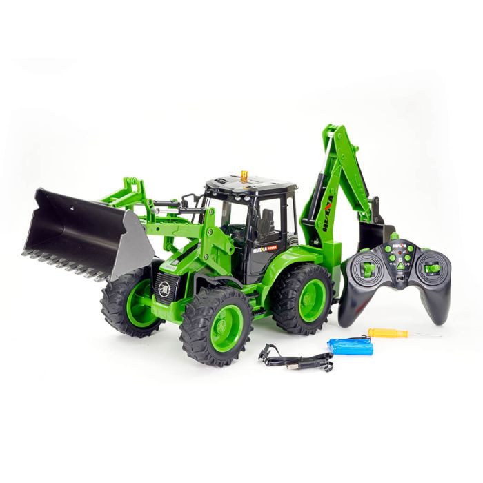 Huina 1/14 RC Backhoe Excavator Tractor w/Metal Bucket, Lights, Sound