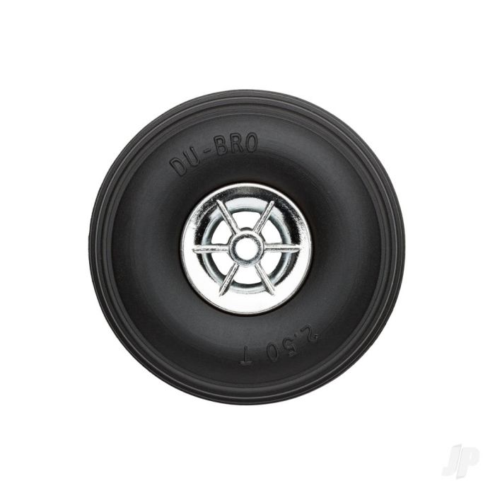 Dubro 2-1/2in Diameter Chrome Treaded Wheels (2) For RC Model Planes