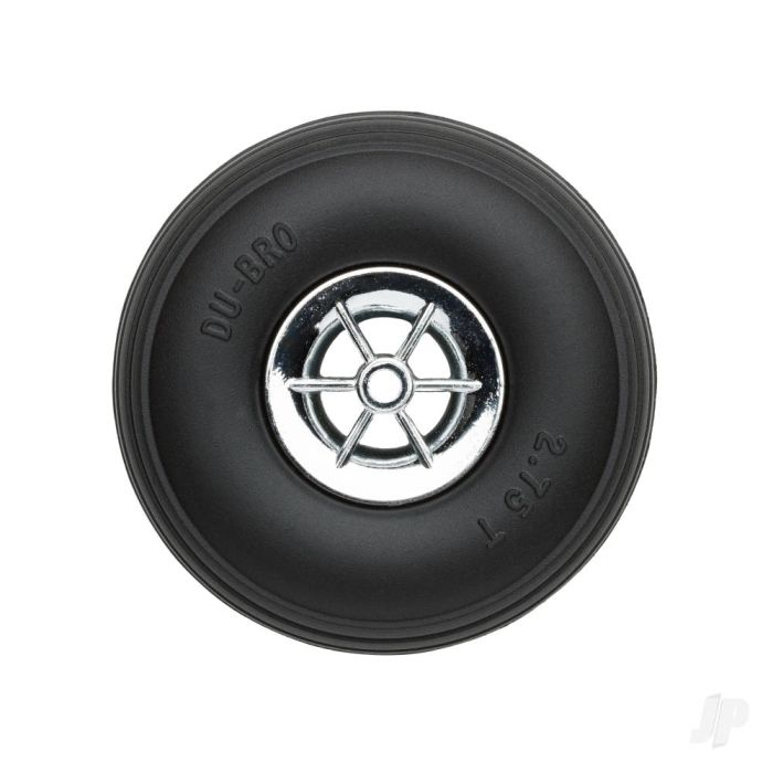Dubro 2-3/4in Diameter Chrome Treaded Wheels (2) For RC Model Planes