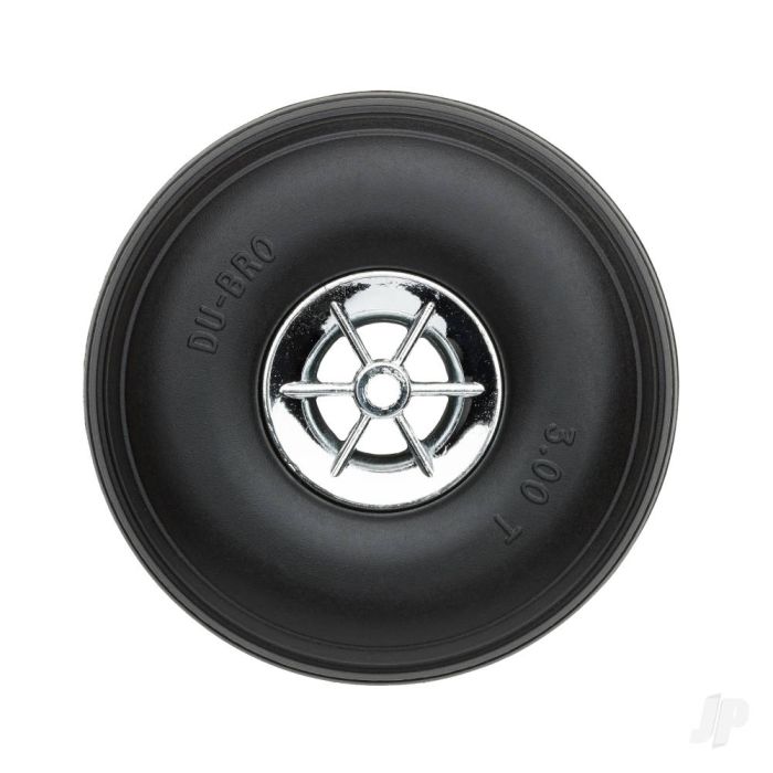Dubro 3in Diameter Chrome Treaded Wheels (2) For RC Model Planes