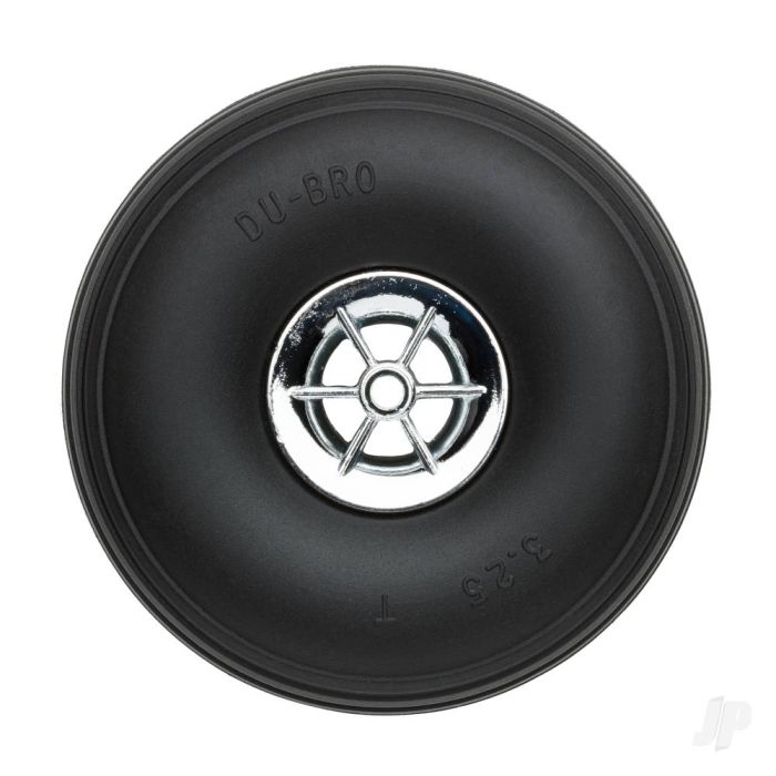 Dubro 3-1/4in Diameter Chrome Treaded Wheels (2) For RC Model Planes