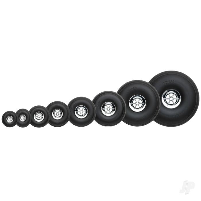 Dubro 3-1/4in Diameter Chrome Treaded Wheels (2) For RC Model Planes