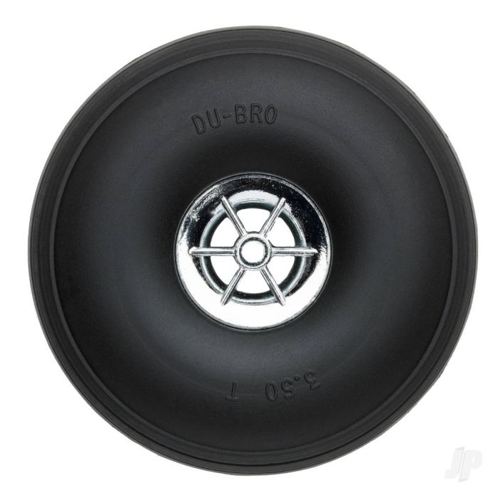 Dubro 3-1/2in Diameter Chrome Treaded Wheels (2) For RC Model Planes