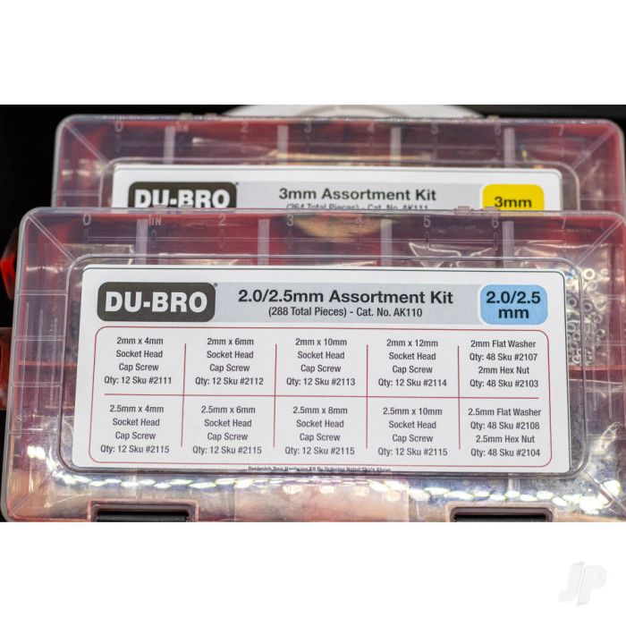 Dubro 2.0 / 2.5mm Hardware Assortment Kit (288 piece set) For RC Model Planes