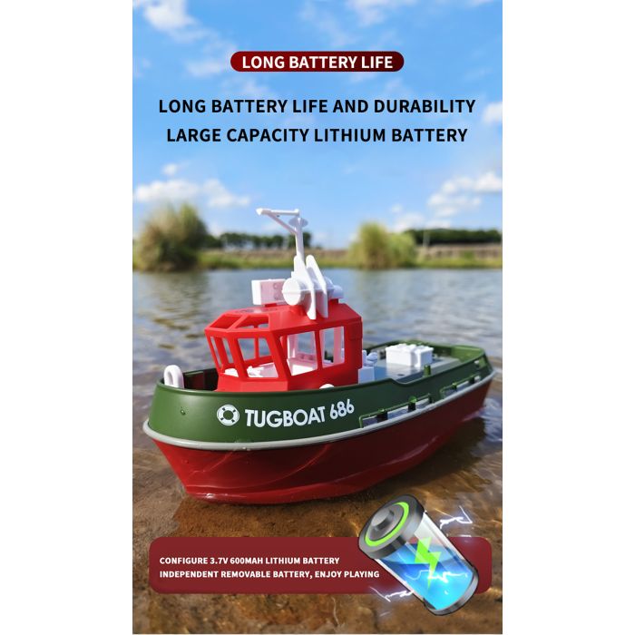 Heng Long 1/72 RTR RC Detailed Scale Tug Boat (280mm) w/ Lights - Green