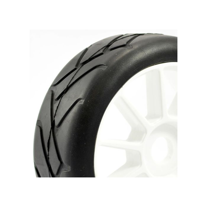 FASTRAX 1/8TH PREMOUNTED SLICK TYRES 'GRID IRON/10 SPOKE'