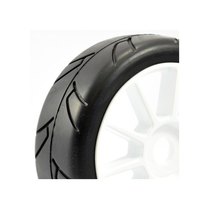 FASTRAX 1/8TH PREMOUNTED SLICK TYRES 'HAWK/SPLIT SPOKE'