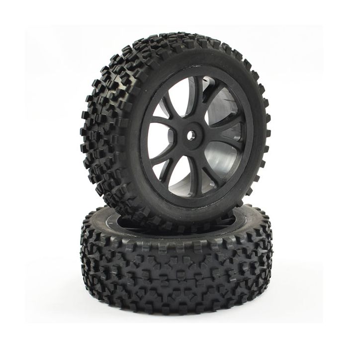 FASTRAX 1/10TH MOUNTED CUBOID BUGGY FRONT TYRES 10-SPOKE