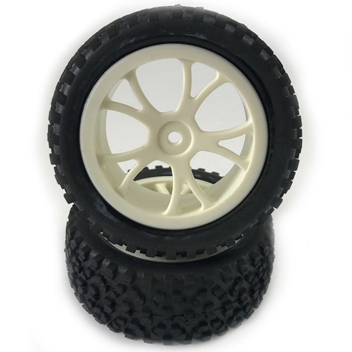 Fastrax 1/10th Mounted Cuboid Buggy Front Tyres White 10-Sp