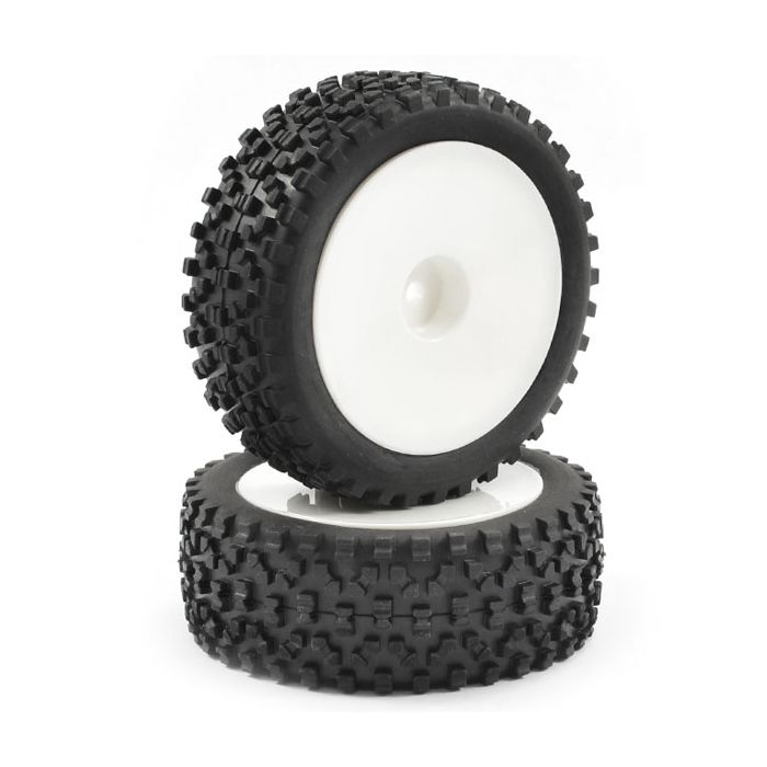 FASTRAX 1/10TH MOUNTED CUBOID BUGGY FRONT TYRES DISHED