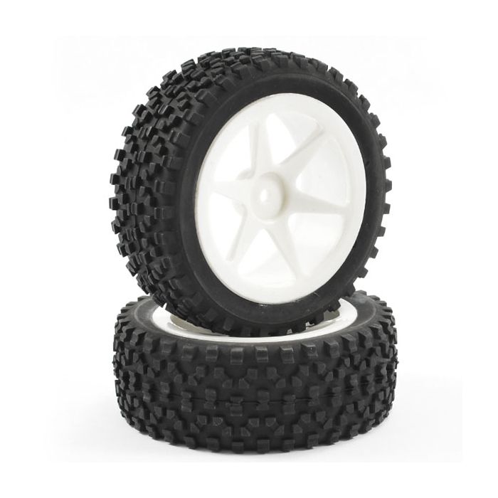 FASTRAX 1/10TH MOUNTED CUBOID BUGGY FRONT TYRES 6-SPOKE