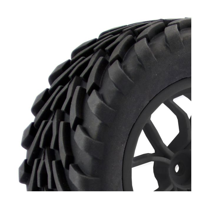 FASTRAX 1/10 MEGA-V TRUCK TYRE MOUNTED ON 12-SPOKE (12mm HEX)