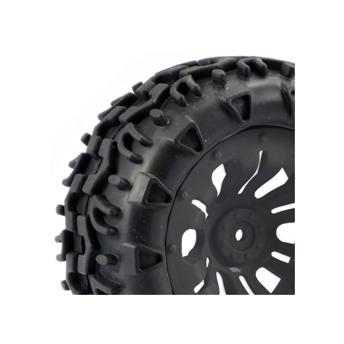 FASTRAX 1/10 KLAXON TRUCK TYRE MOUNTED ON 12-SPOKE (12mm HEX)
