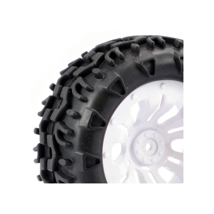 FASTRAX 1/10 KLAXON TRUCK TYRE MOUNTED ON 12-SPOKE (12mm HEX)